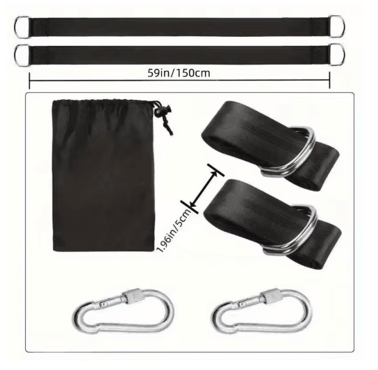 Heavy Duty Swing Hammock Strap Kit with Portable Storage Pouch
