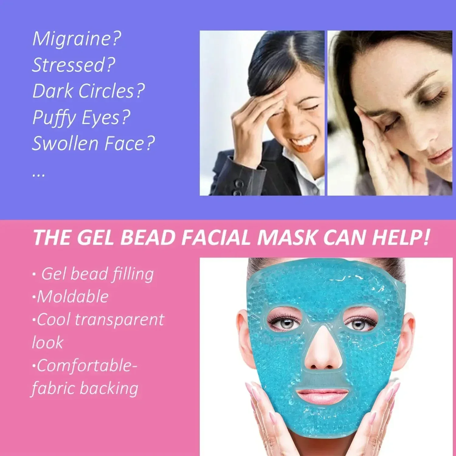 Cooling & Heating Full Face Eye Mask for Puffiness & Dark Circles