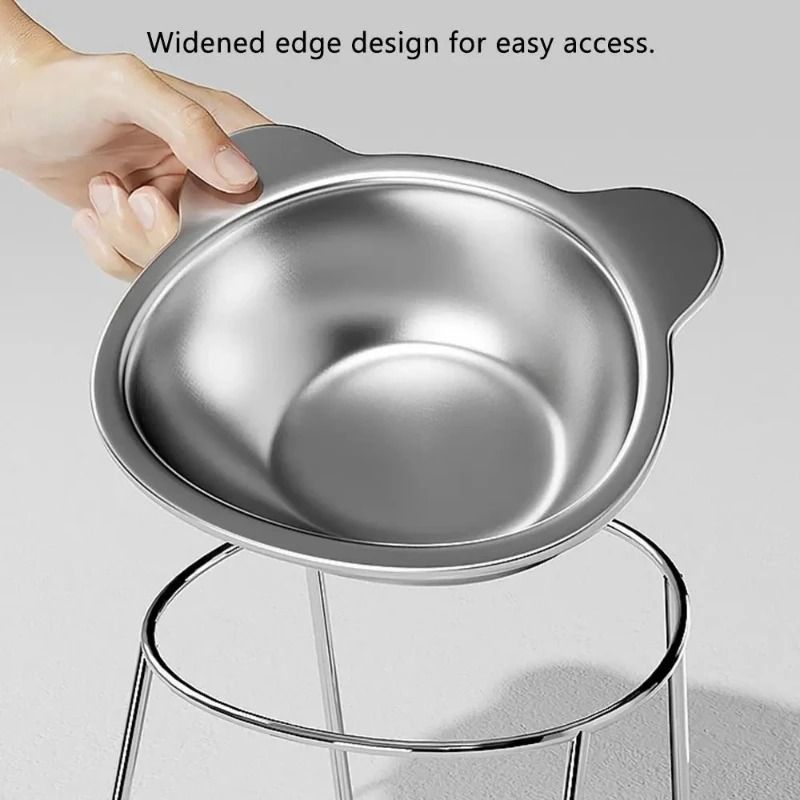 Stainless Steel Cat Bowl Elevated Tilted Cat Bowl Raised Pet Feeding Bowl