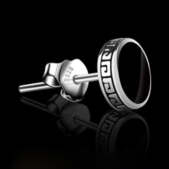ZDADAN 925 Sterling Silver Black Round Stud Earrings - 6mm & 8mm Sizes for Women - Wholesale Jewelry Accessories