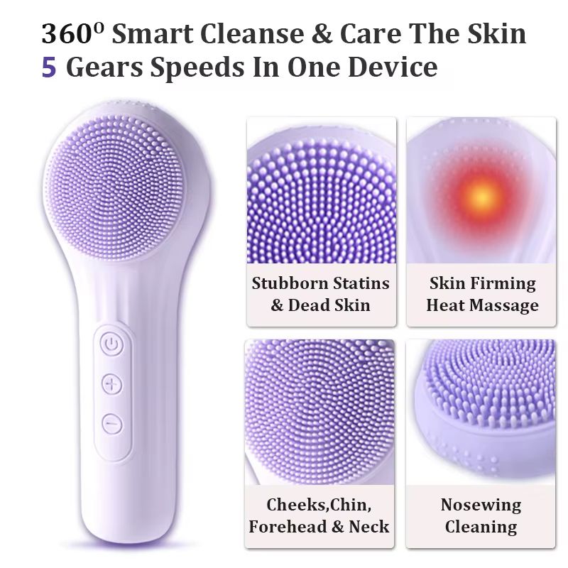 Rechargeable Sonic Waterproof Facial Cleansing Brush for Deep Clean Skin