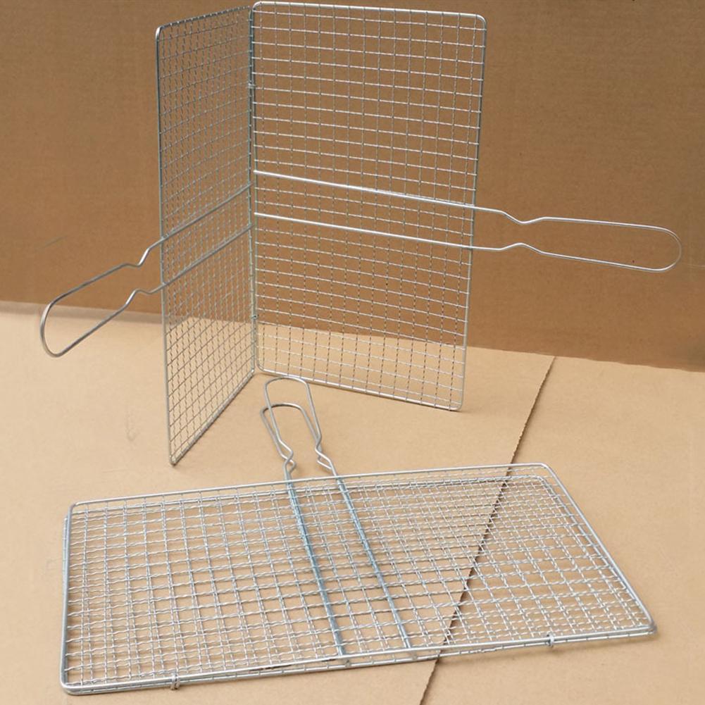Barbecue Grilling Basket, BBQ Net, Steak Meat, Fish Net, Vegetable, Silver Iron Mesh Clamp