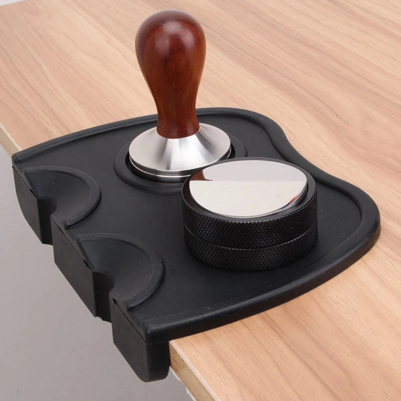 Press Tampering Holder Corner Mat, Silicone Coffee Tamper Pad