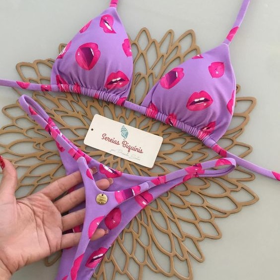Women's Fashion G-string Bikini, New Split Print Swimwear, Beach Holiday