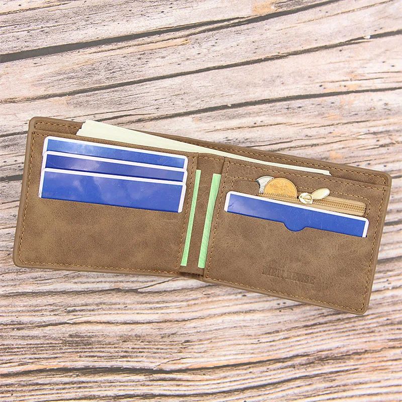 Slim Men Wallet with Zipper Coin Pocket & RFID-Ready Card Holder
