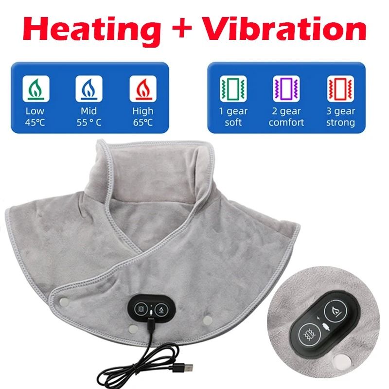 Electric Heating Neck Shoulder Vibration Massager Cervical Vertebra Infrared Therapy Heated Pad