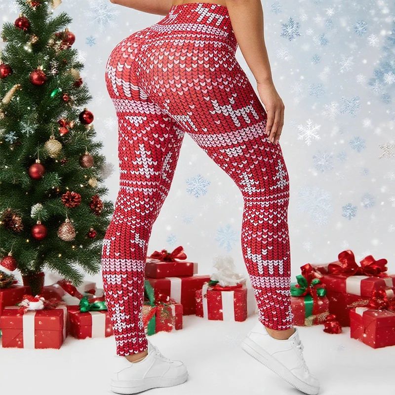 Christmas Print Hip Lifting Leggings
