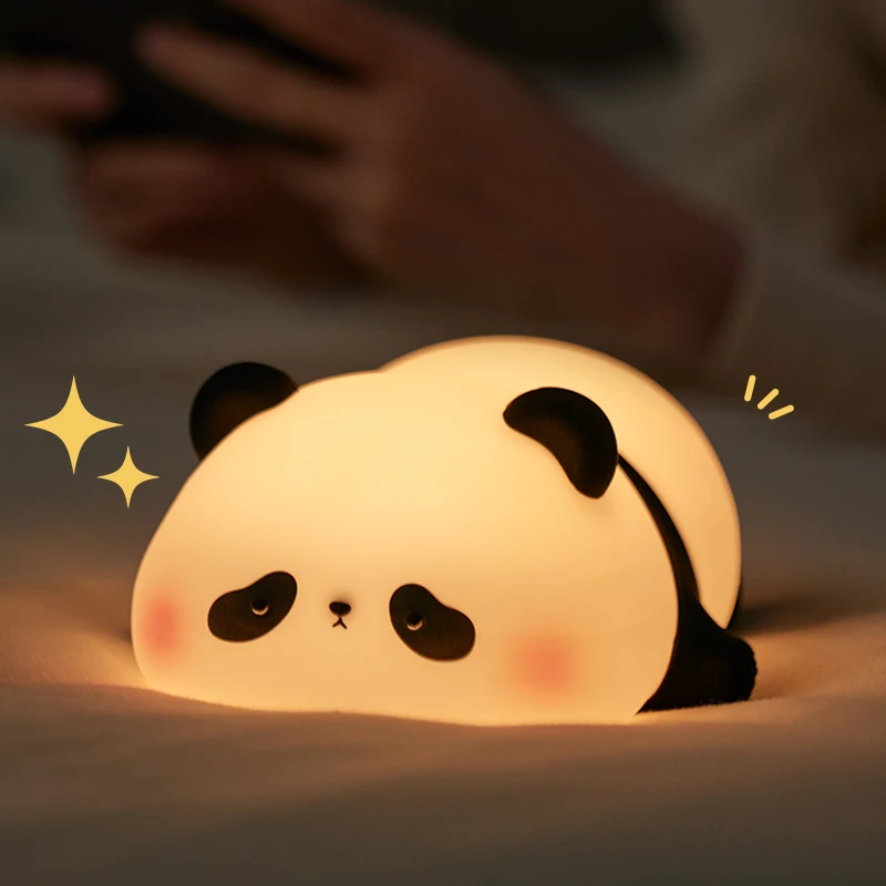 Panda LED Night Light, Touch Sensor Cartoon Kid's Nightlights, Silicone Child Bedside Lamp, Holiday Christmas Gift