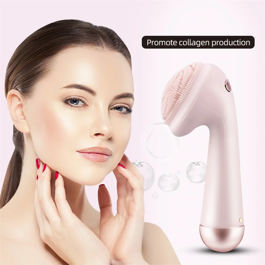 Vibration Massage Brush Cleaner, Electric Facial Cleaner Silicone Waterproof Skin Care Machine, Rechargeable Beauty Tool
