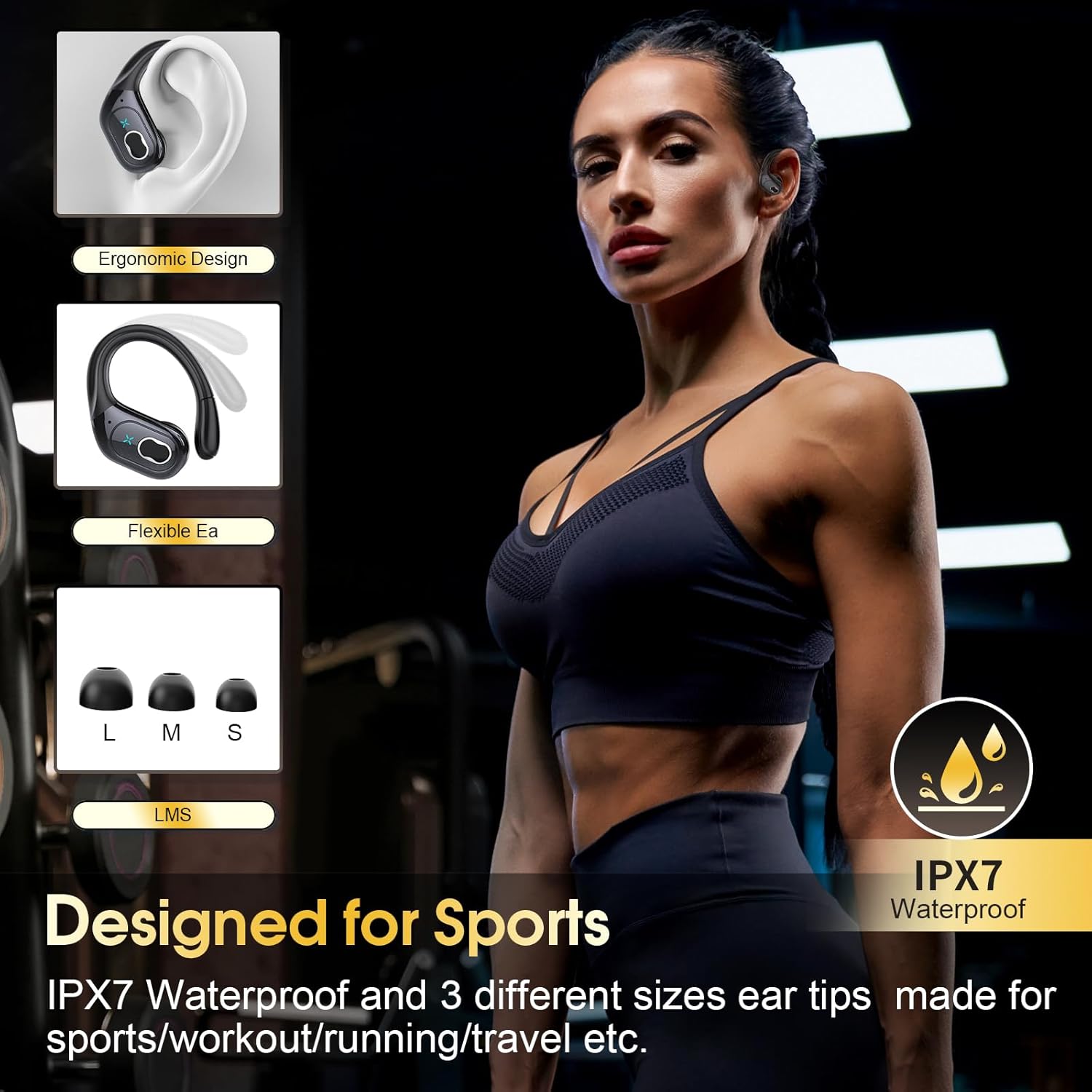 Wireless Bluetooth Earbuds with LED Display Noise Cancelling Waterproof Headphones