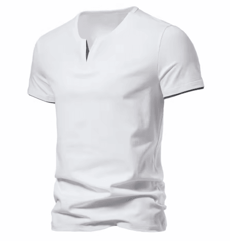 Mens Short Sleeve Henley Shirt Casual Cotton Slim Fit V Neck T Shirt