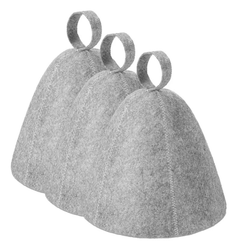 Anti-Heat Thicken Wool Felt Sauna Hat Bathroom Shower Cap & Hair Turban