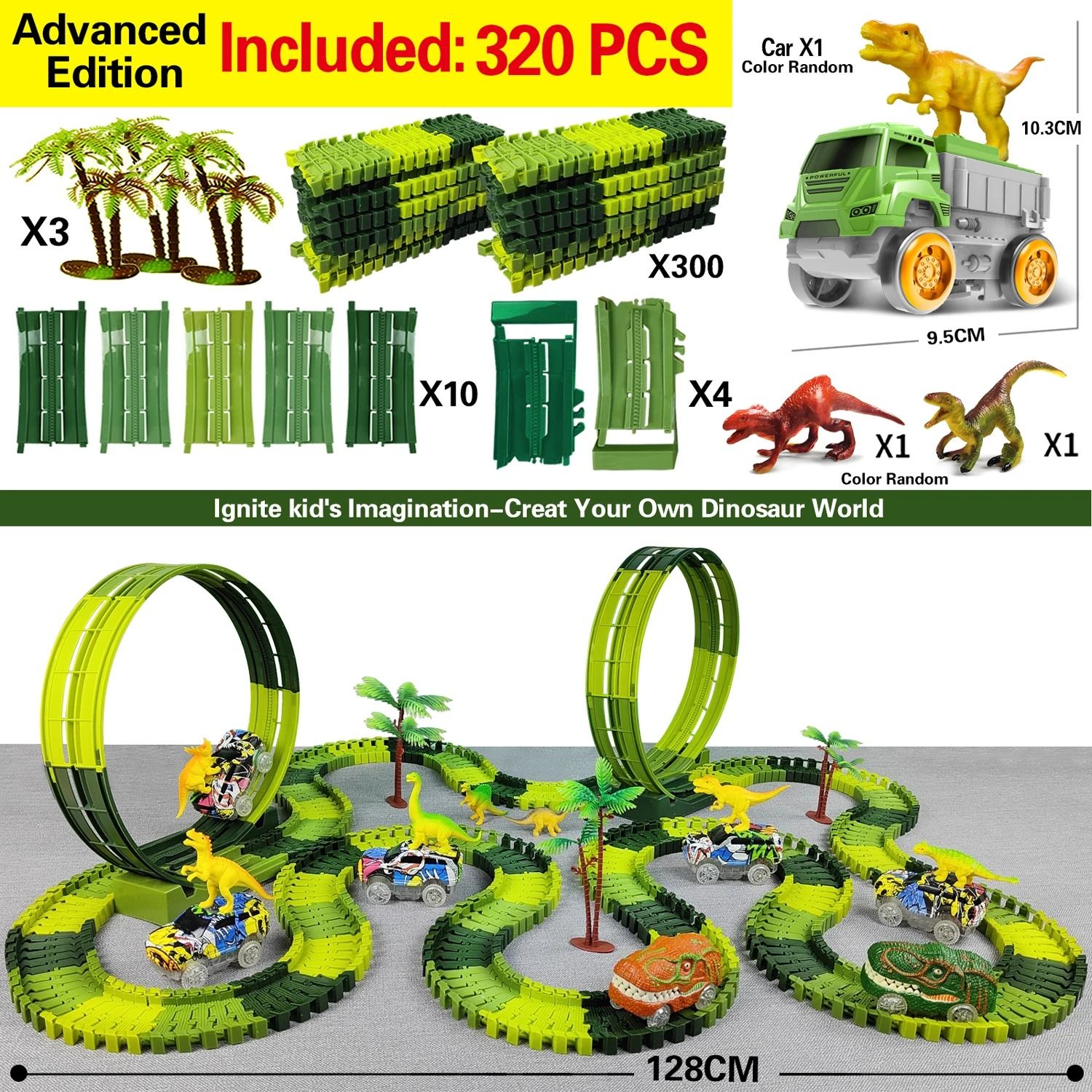 Children Electric Dinosaur Track Car Toy Set