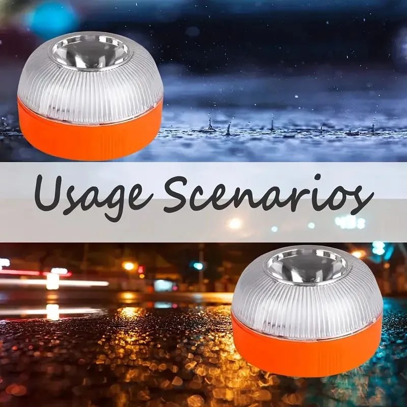 Waterproof Battery Powered Magnetic Induction Traffic Warning Light, Multi Functional LED Road Warning for Emergency