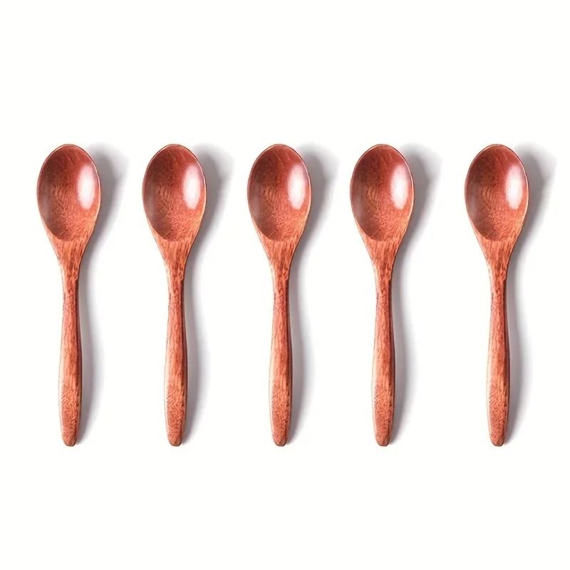 Wooden Tea Spoon Set Long Coffee and Dessert Spoons