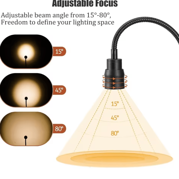 Zoomable LED Clip Reading Light USB Flexible Gooseneck Book Lamp for Bed & Study