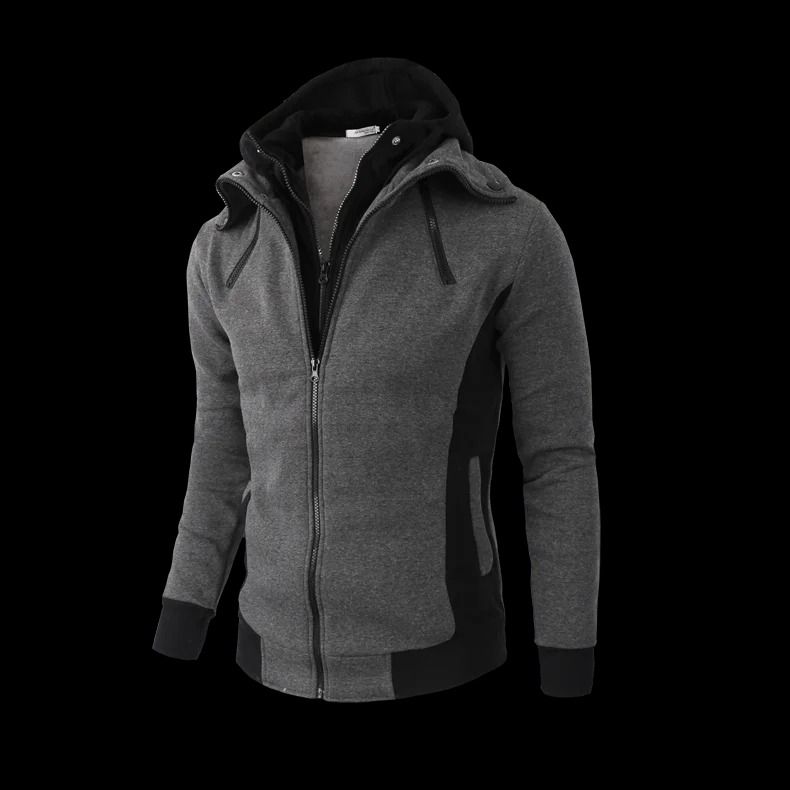 Mens Zip Up Fleece Bomber Jacket Hooded Casual Coat