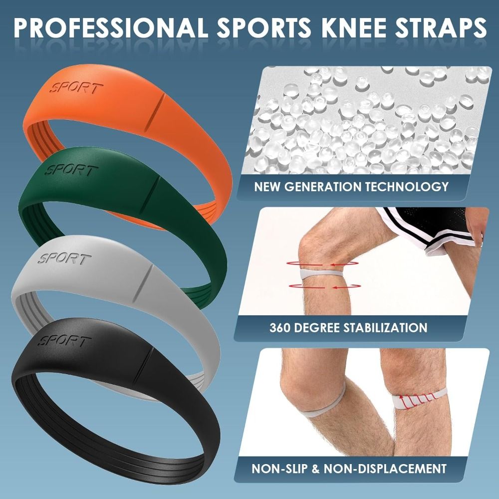 Fixed Protection Silicone Patella Tendon Knee Straps, Knee Support Band, Patella Knee Strap Flexible