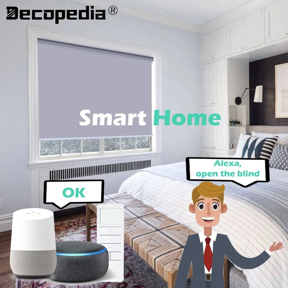 Decopedia Smart Motorized Roller Blinds - Cordless Blackout Day & Night System