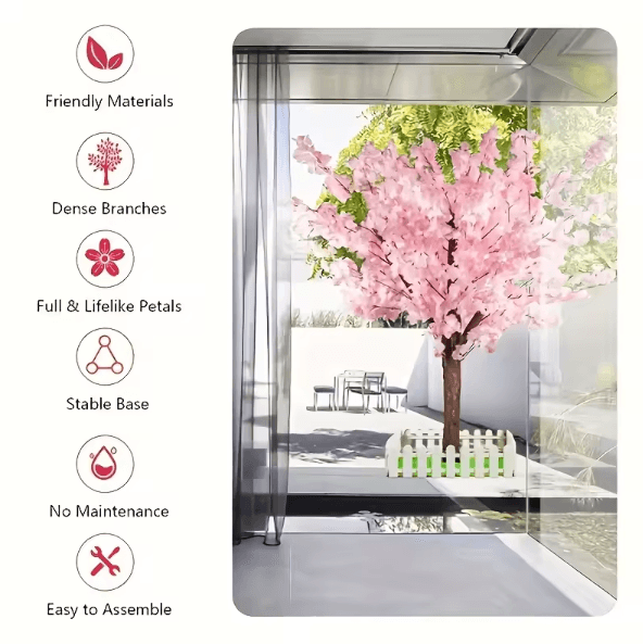Handmade Artificial Cherry Blossom Tree – Pink Sakura Faux Tree Indoor Outdoor Wedding Decor (4–6FT)