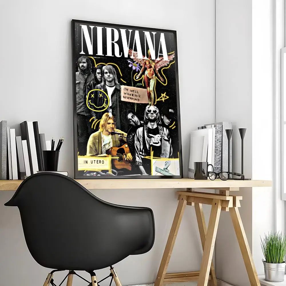 Nirvana Rock Band Calligraphy Canvas Poster