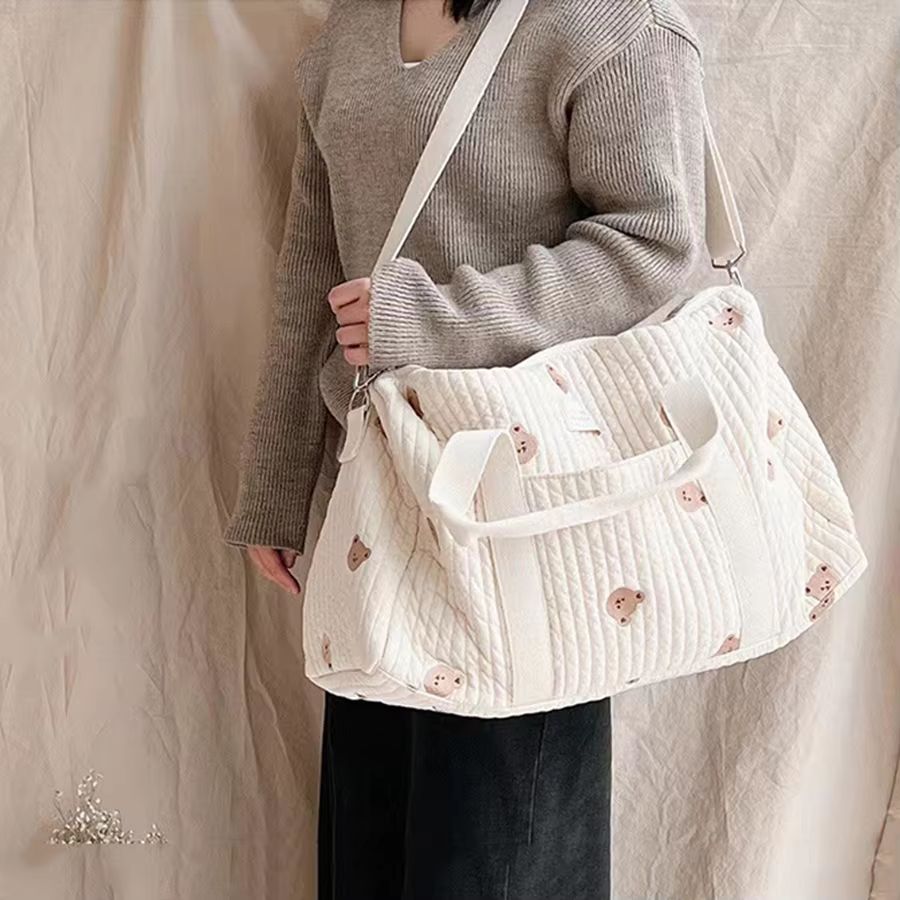Little Bear Embroidered Handheld and Shoulder Tote Bag