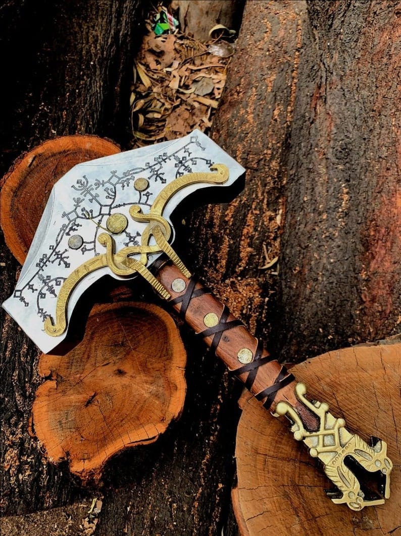 God Of War Ragnarok Mjolnir - Thor's Hammer Souvenir - God Of War Thor Hammer - Cosplay Thunder Hammer Replica - GOW Gif