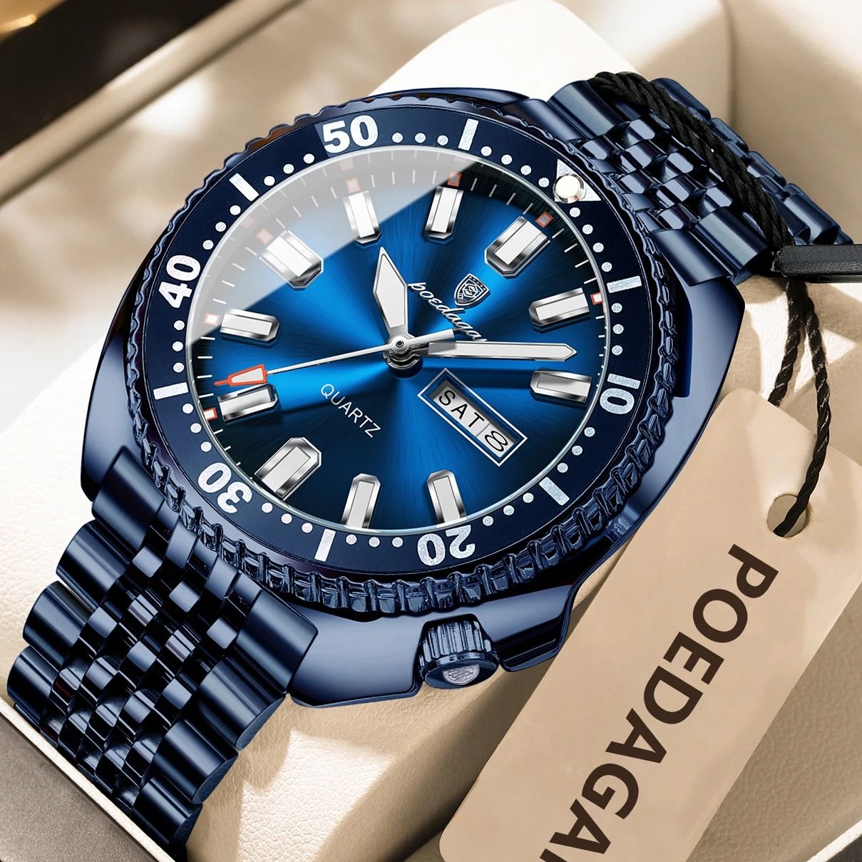 Poedagar Business Men Watch Waterproof Luminous Date Week