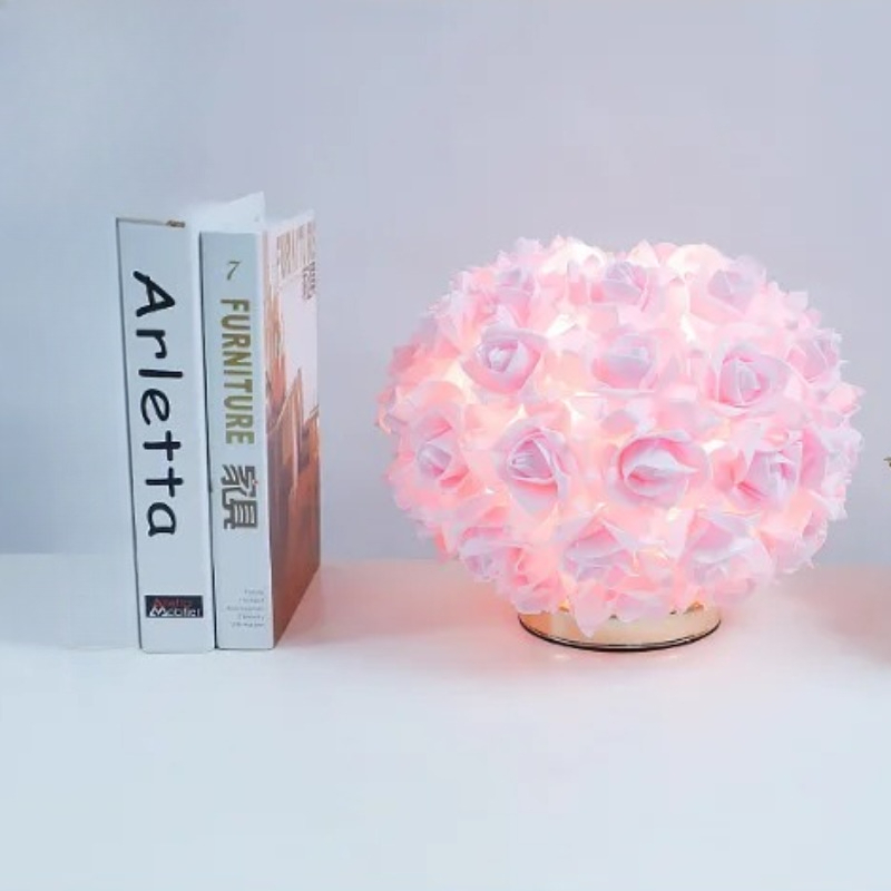 Creative Country Rose Gold Plate Romantic Lamp, Perfect Wedding Gift, Princess Girl Bedroom, Valentine's Day