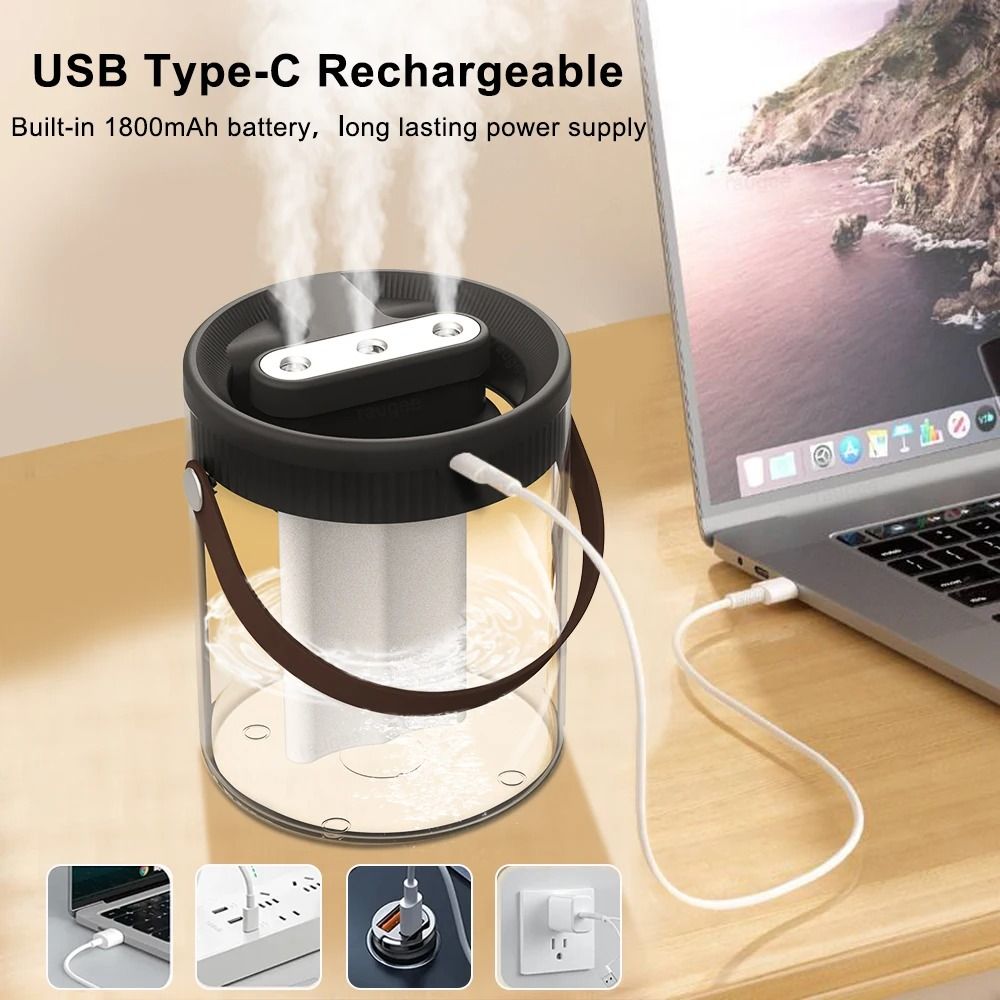 1.5 L Wireless Air Humidifier Triple Spray Cool Mist Portable Desk Humidifier
