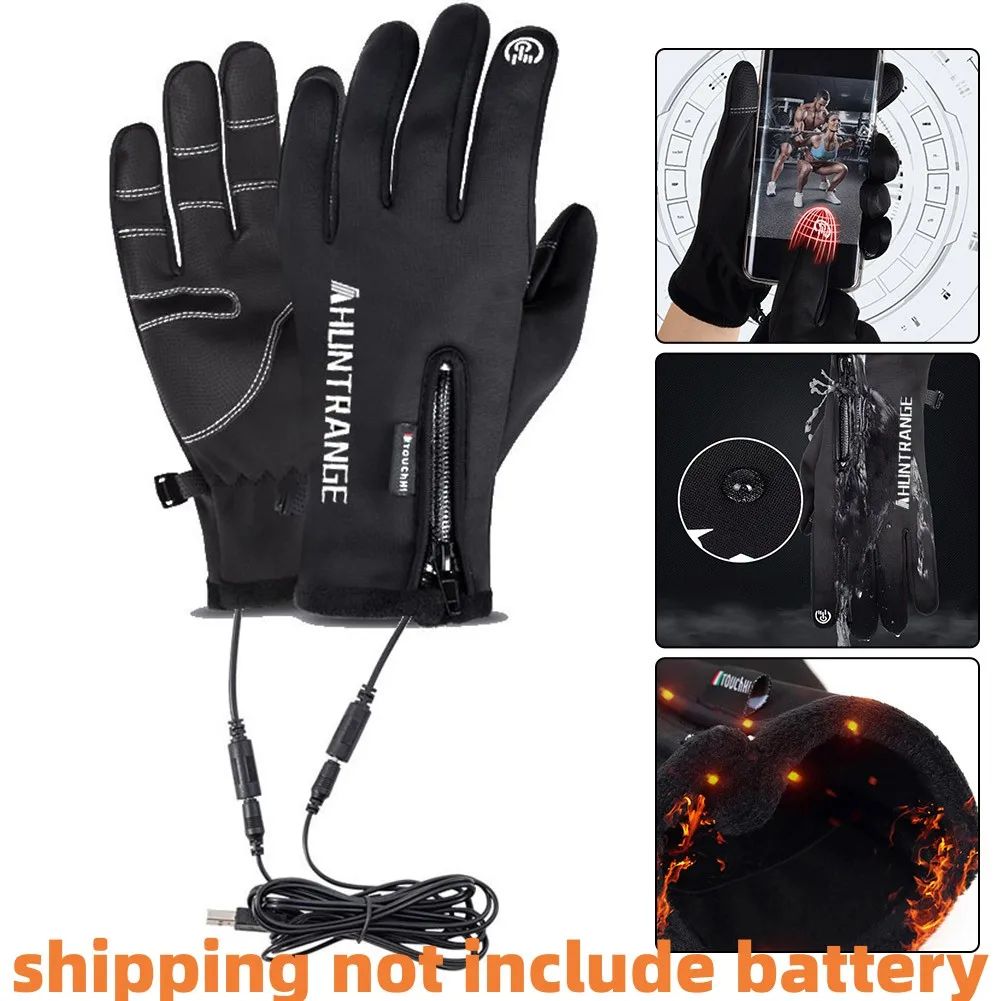 USB Heated Waterproof Gloves With Touch Tips For Cold Weather, Travel & Work