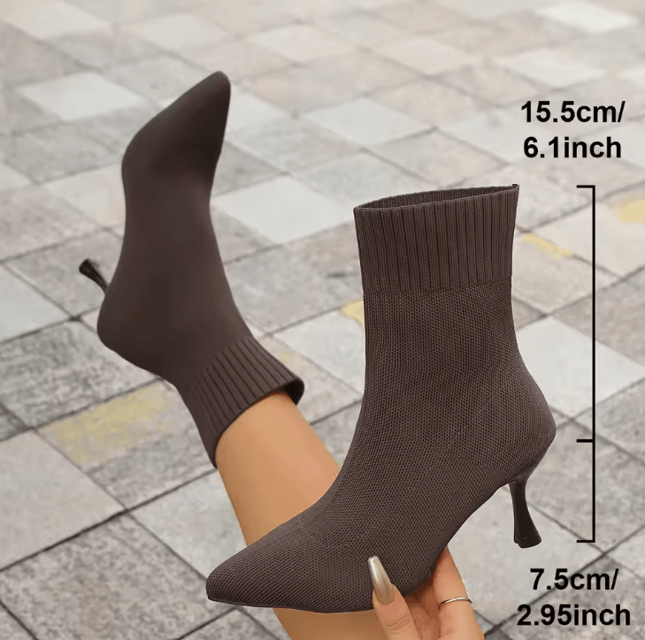 NovaCurve Womens Stretch Fabric Chelsea Boots – Autumn/Winter Sock Boots with Pointed Heel
