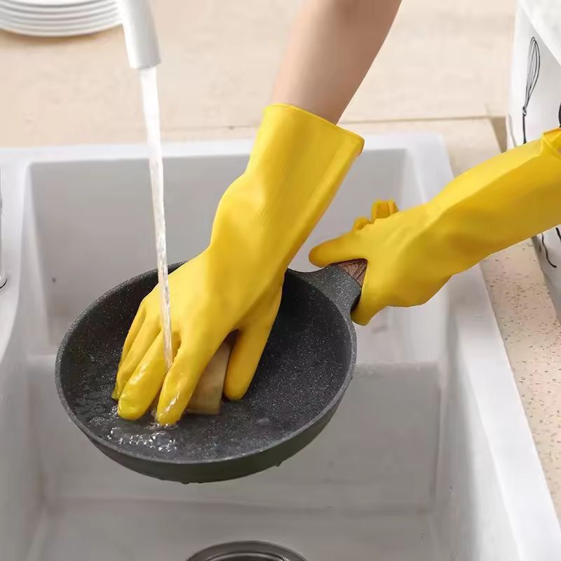 Durable Waterproof Latex Household Gloves - Heavy-Duty Dishwashing & Home Cleaning Gloves