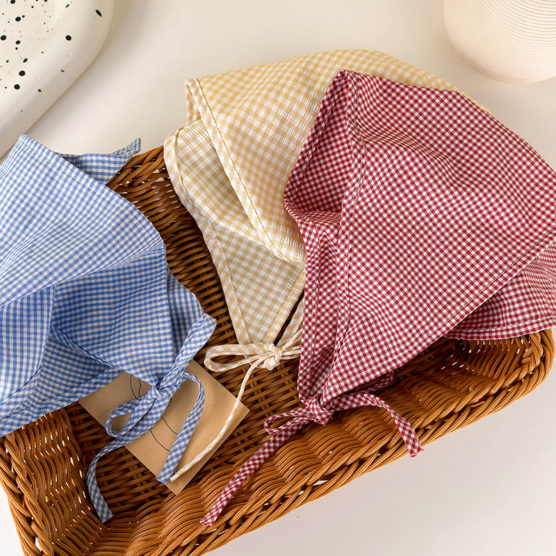 French Pastoral Style Sub-Headscarf, Womens Fashion Triangle Scarf for Spring Summer, Decorative Tied Hair Headband
