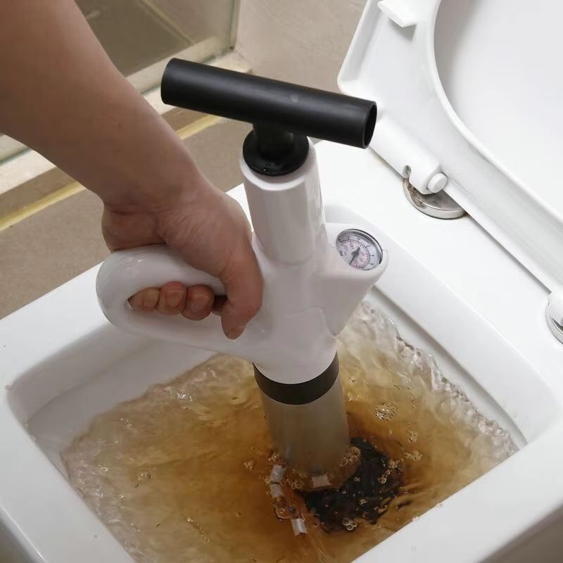 Stainless Steel High-Pressure Toilet Pipe Dredger, Pneumatic Drain Unclogger Tool for Home Plumbing