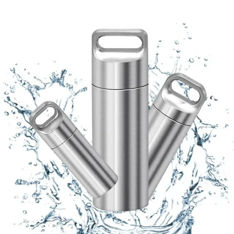 304 Stainless Steel Waterproof Mini Portable Sealed Container with Keychain