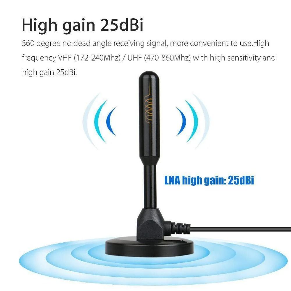 HD Digital TV Antenna Indoor with Signal Amplifier for VHF and UHF Channels