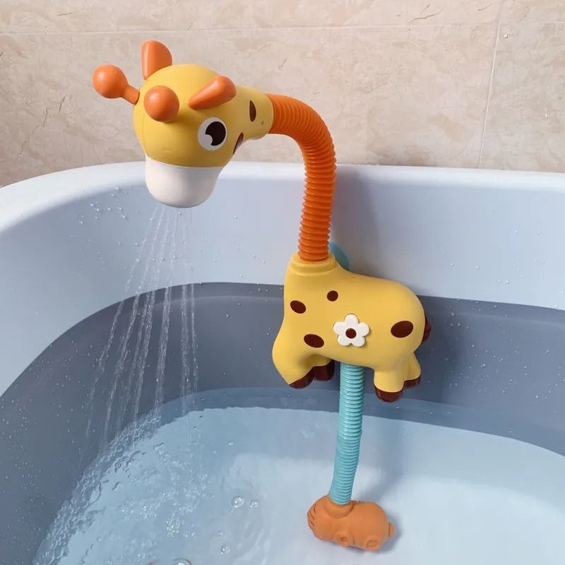 QWZ New Bath Toys Baby Water Game Duck Model Faucet Electric Water Spray Shower