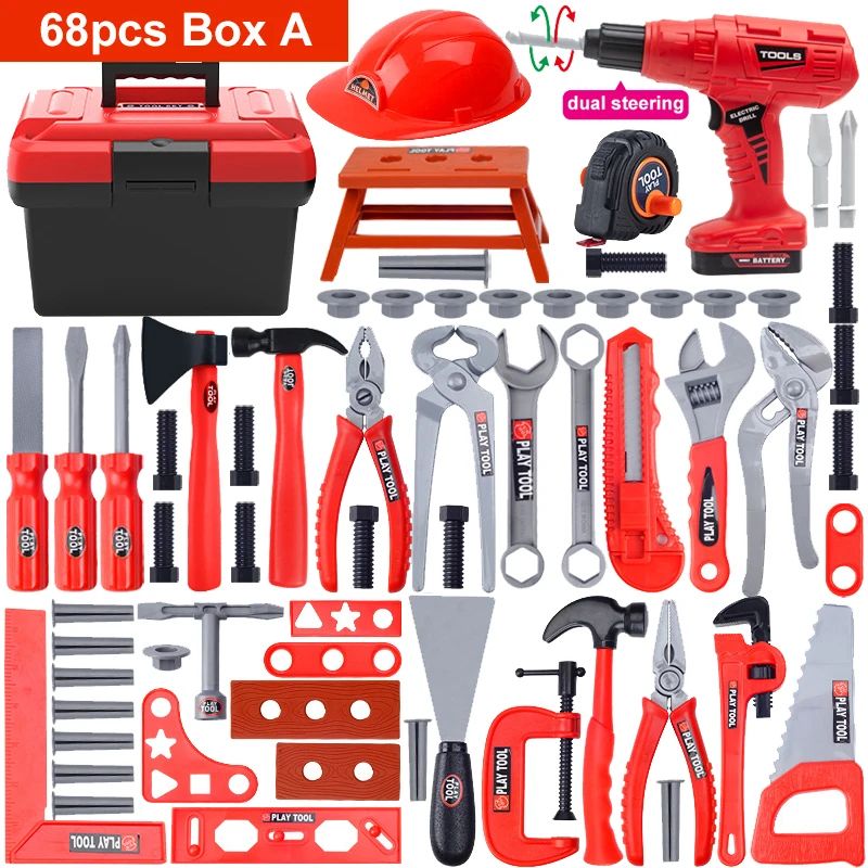 41-Piece Kids Tool Set with Toy Drill Pretend Play Construction Tools Kit