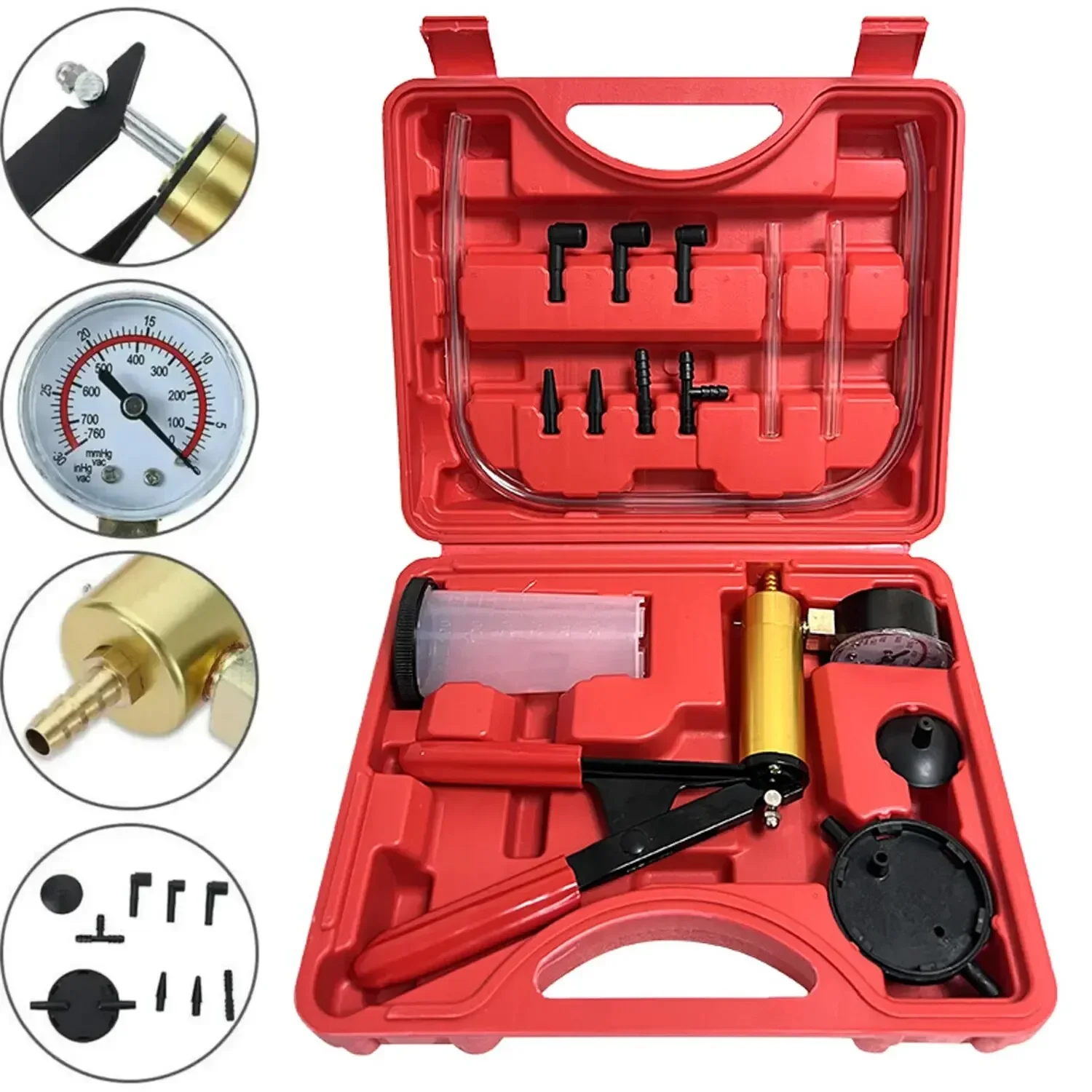 Quality Brake Fluid Vacuum Pump Kit, Portable Pistol Pump Tester For Auto Repair Diagnostics