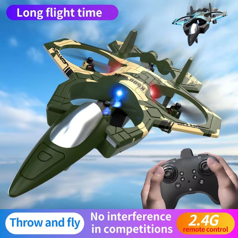 K500 RC Drone Fighter Jet - 2.4G Remote Control Airplane with 360° Flips and Hovering