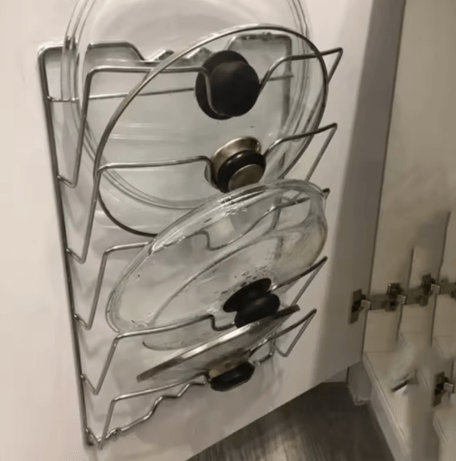 Wall Mounted 5 Tier Pot Lid Organizer Rust Proof Metal Kitchen Storage Rack