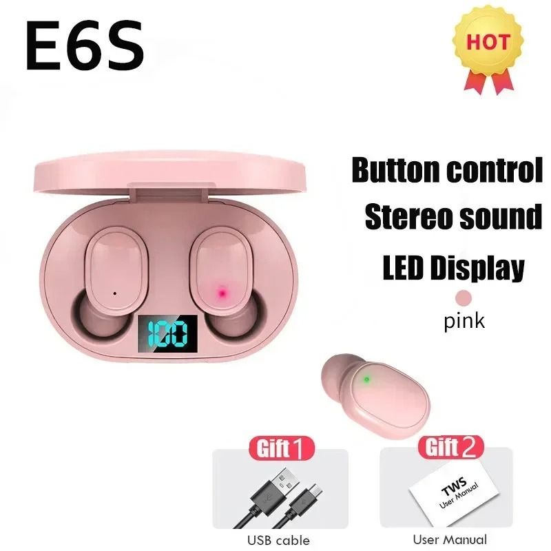TWS E6S Wireless Bluetooth Earphones Noise Cancelling Headset with Mic
