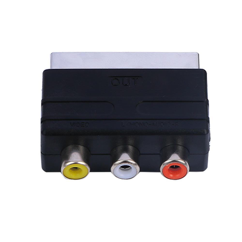 New High Quality Adapter SCART Male, Plug To 3 RCA Female Audio Video, Cable Adapter Converter