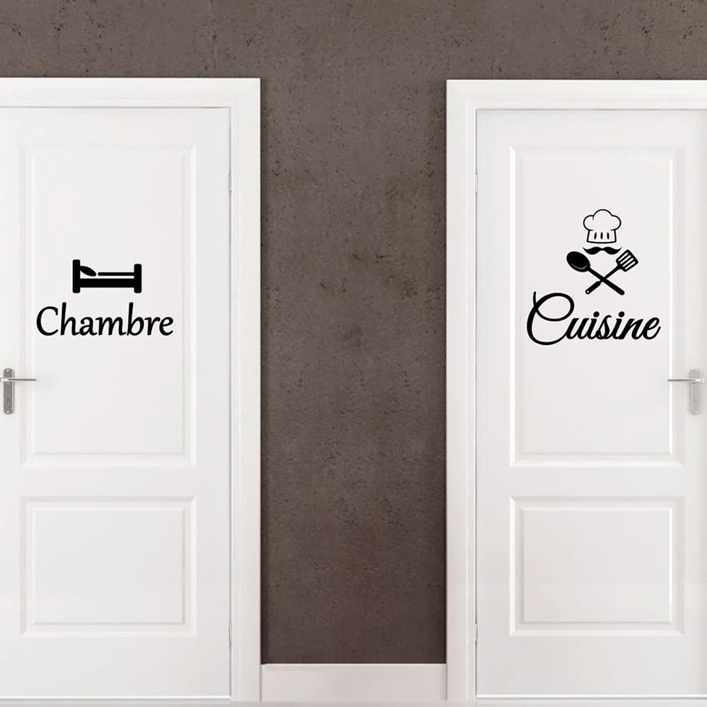 French Cuisine & Chambre Door Decal | Designer Kitchen & Bedroom Vinyl Signage