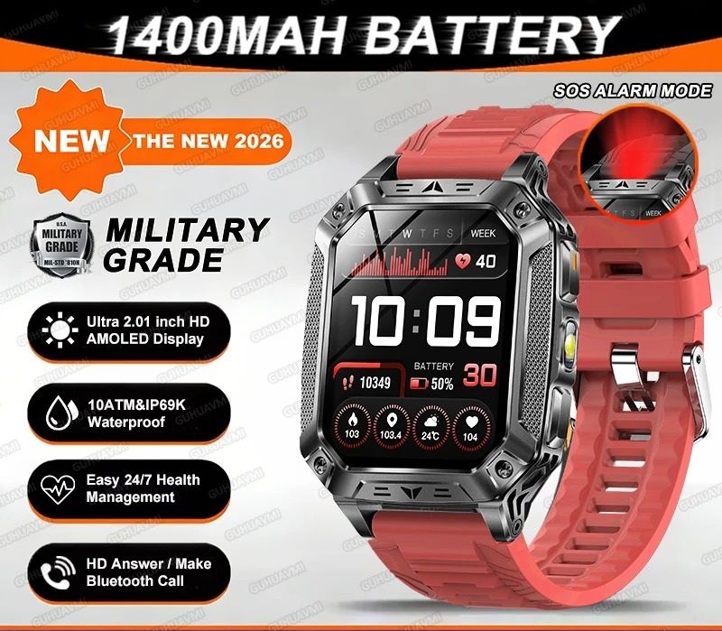 TANK Ultra Military Smart Watch – 1400mAh Battery & 2.01