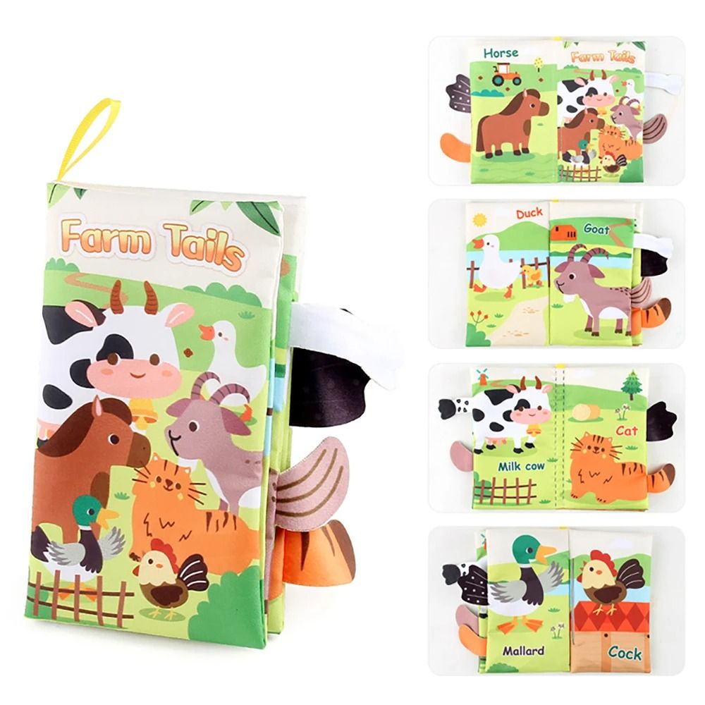 Educational Cartoon Animal Tail Baby Cloth Book