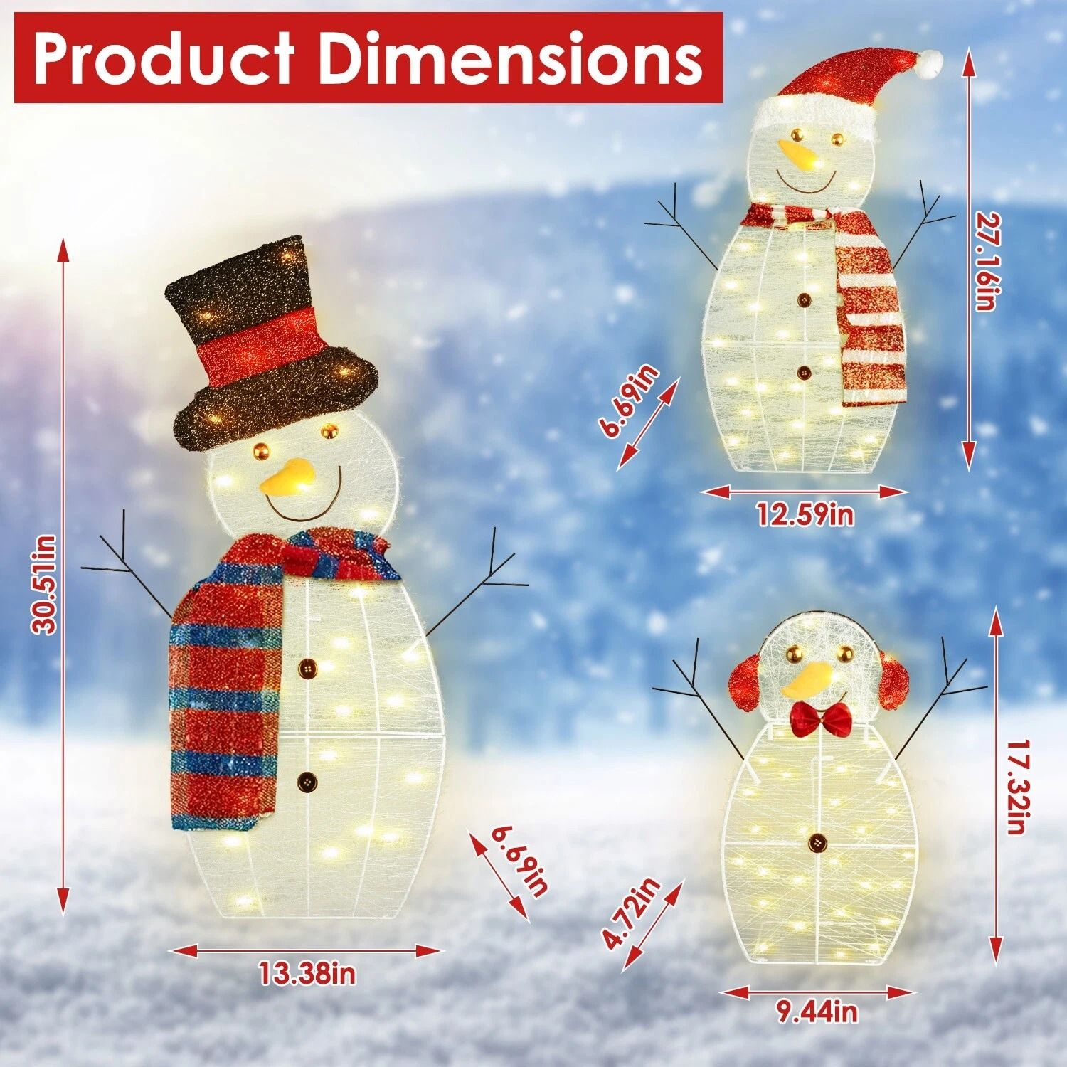 Xmas Garden Yard Snowman, 2D Christmas Snowman Lamp Decor, Warm Light for Garden, Holiday Winter Decor