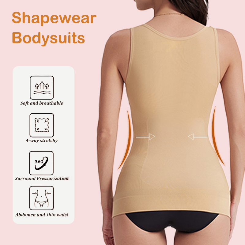 Tummy Control Shapewear Tank with Built in Bra Slimming Body Shaper Vest