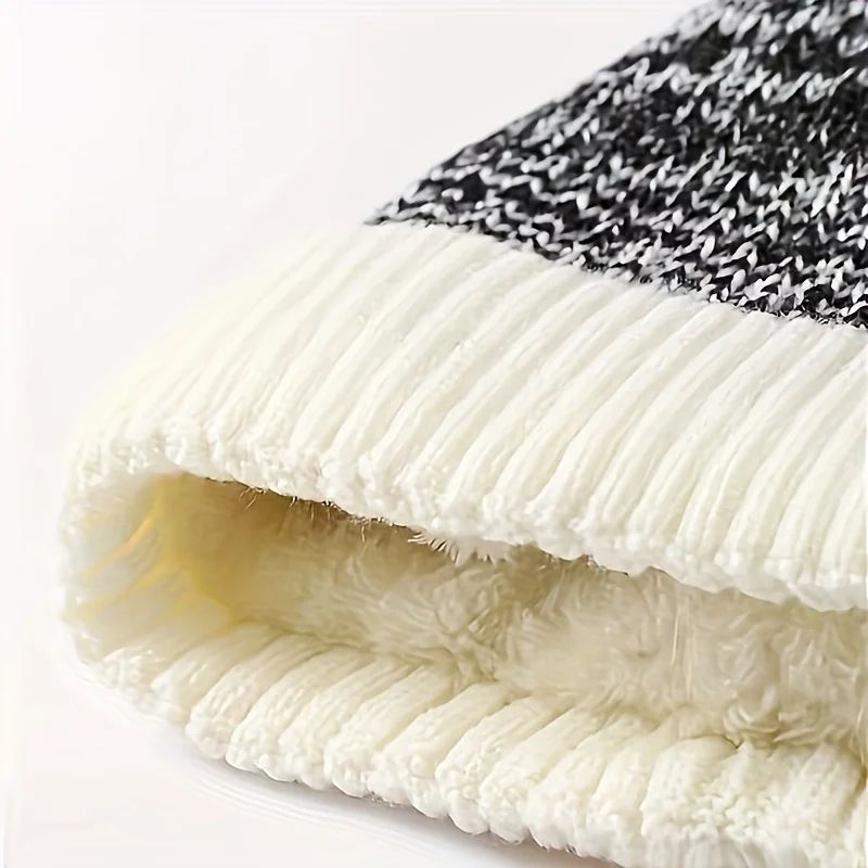 Korean Letter Knit Beanie – Thick Winter Wool Cap for a Flattering Fit